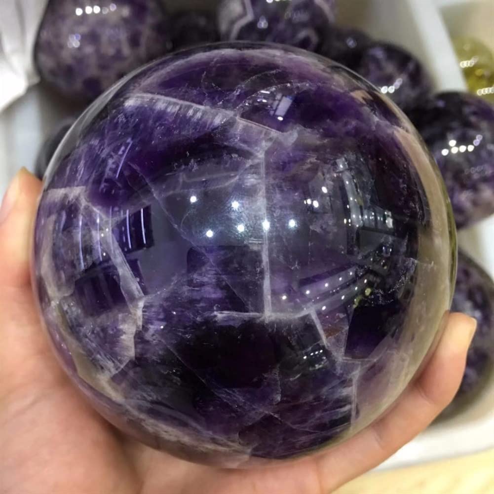WARTHY Crystal Decoration 100mm Natural Dream Amethyst Crystal Sphere Ball Orb Gem Stonefor Home Decor Home Decoration Natural Stones Household