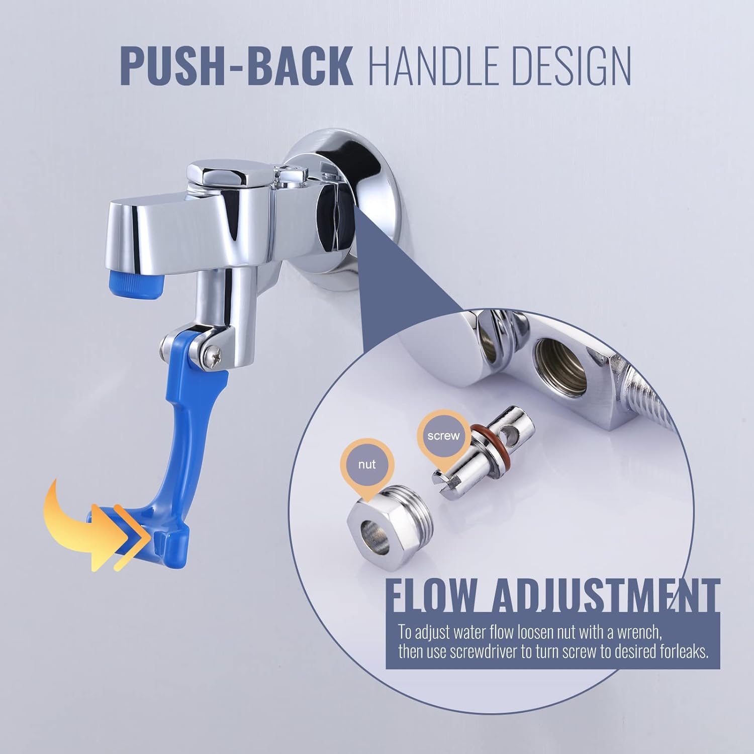 Glass Filler Faucet Wall Mount, Push-Back Water Bottle Filling Station, Brass Glass Filling Station Commercial Water Filler Faucet for Bar Cafe Hotel Kitchen Restaurant - Female Inlet & Flange