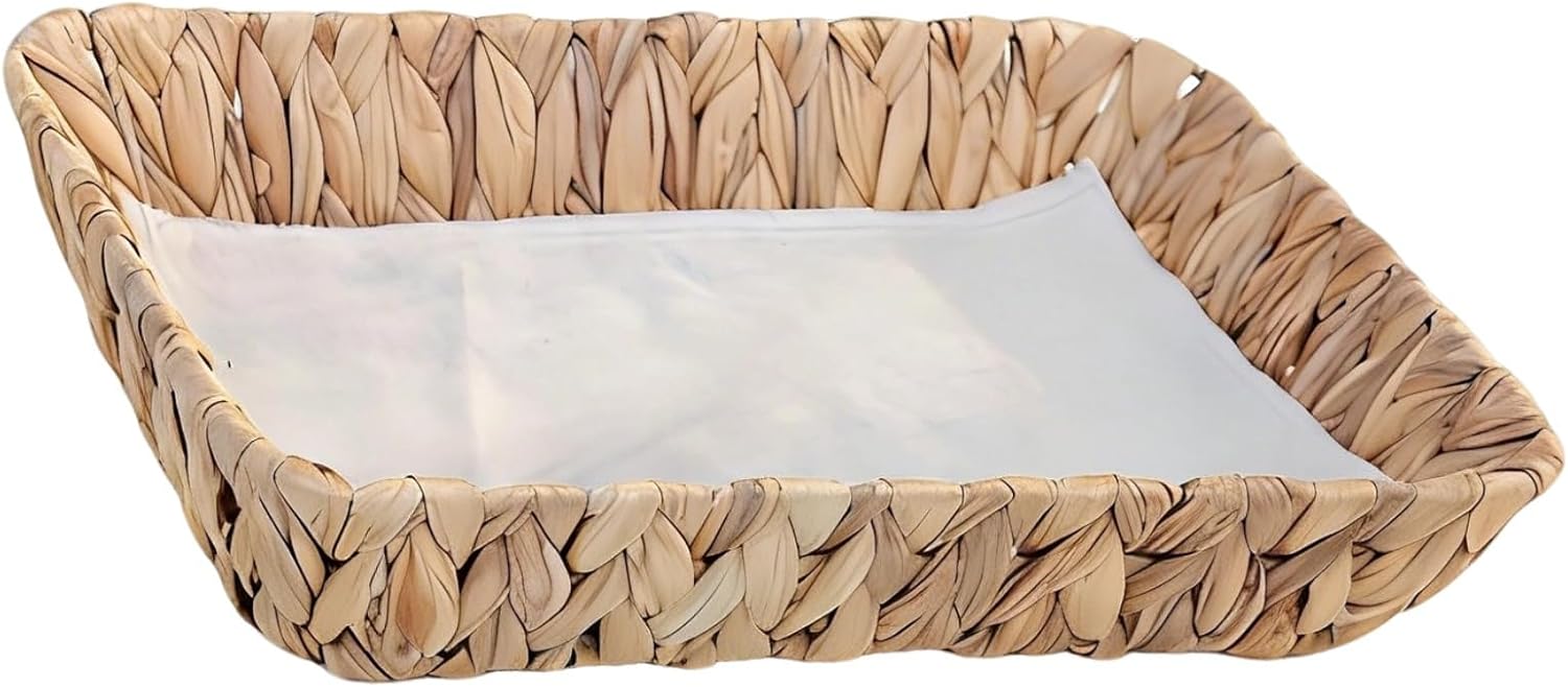 13.4 in Water Hyacinth Woven Tray, Rectangular Wicker Storage, Large, Nordic Style, for Snacks Toys