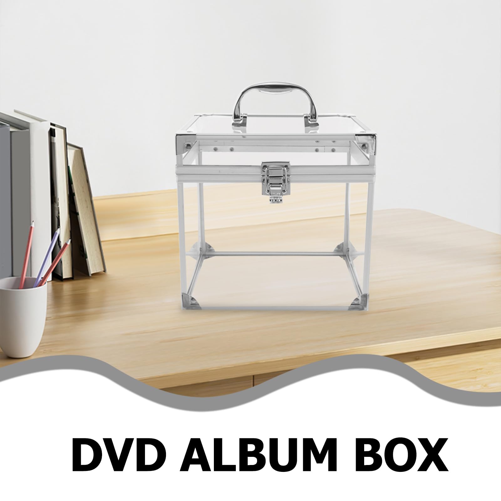 Gadpiparty Contenitore per Dischi in Vinile e Porta CD Dvd in Acrilico Trasparente Maniglia per Archiviazione Desktop Grande Capacità per Casa e Ufficio Organizer Compatto