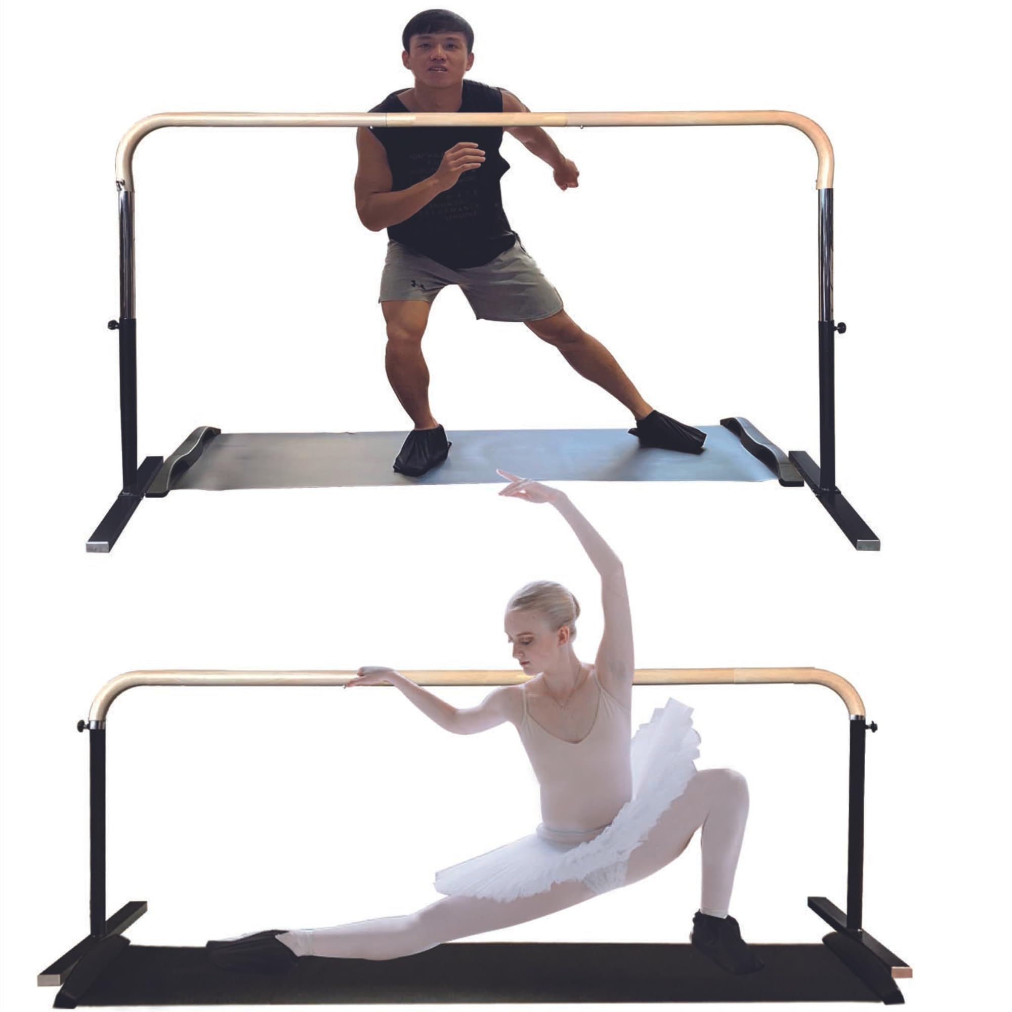 Artan Balance US Home Workout System - Elevate Your Fitness Journey! Includes 6 Ft Height adjustable Ballet Barre and Slide Board - Efficient storage - Equipment For Gym and Home