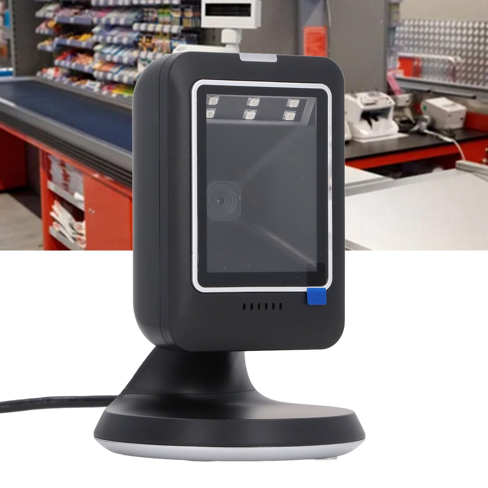 Scanner de Codes-Barres de Bureau 2D – Lecteur de Codes-Barres omnidirectionnel Mains Libres avec détection Automatique – Compatible avec Linux et OS X – Interface Filaire USB