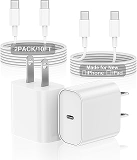 iPhone 15 Charger Fast Charging 10 FT 2Pack 20W PD USB-C iPad Pro Fast Charger Cable and Block for iPhone 15 Pro Max iPad USB C Charger Cord for New iPhone 15 Pro Plus iPad Pro 12.9/11 inch Mini Air