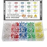 CO RODE 750pcs 3mm LED Light Emitting Diodes, Led Assortment Kit, DIY Decorate Lights (White Red Yellow Blue Green LEDs)
