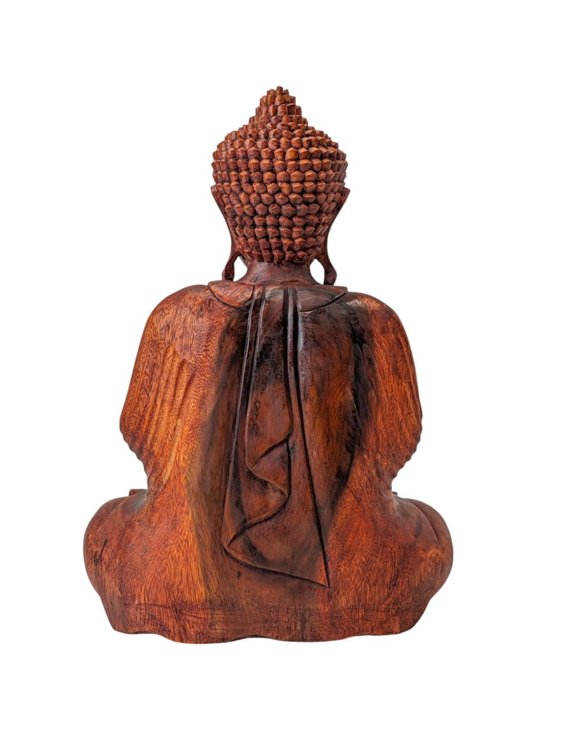 Grande statue de Bouddha assis 40cm en bois de suar | Sculptée à Bali