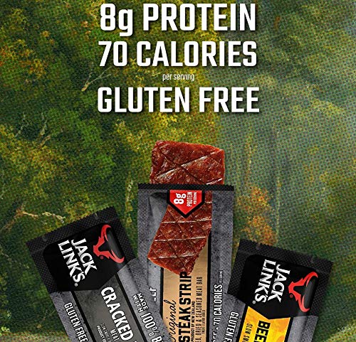 Jack Link’s Beef Strips – Great Protein Bar, Meat Bar with 8g of Protein and 70 Calories, Made with 100% Premium Beef, Gluten Free, No added MSG or Nitrates/Nitrites (Combo Pack, Pack of 30)