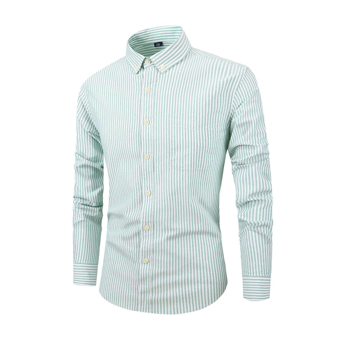 Camicia a maniche lunghe da uomo in cotone a righe Oxford Spinning Slim Fit