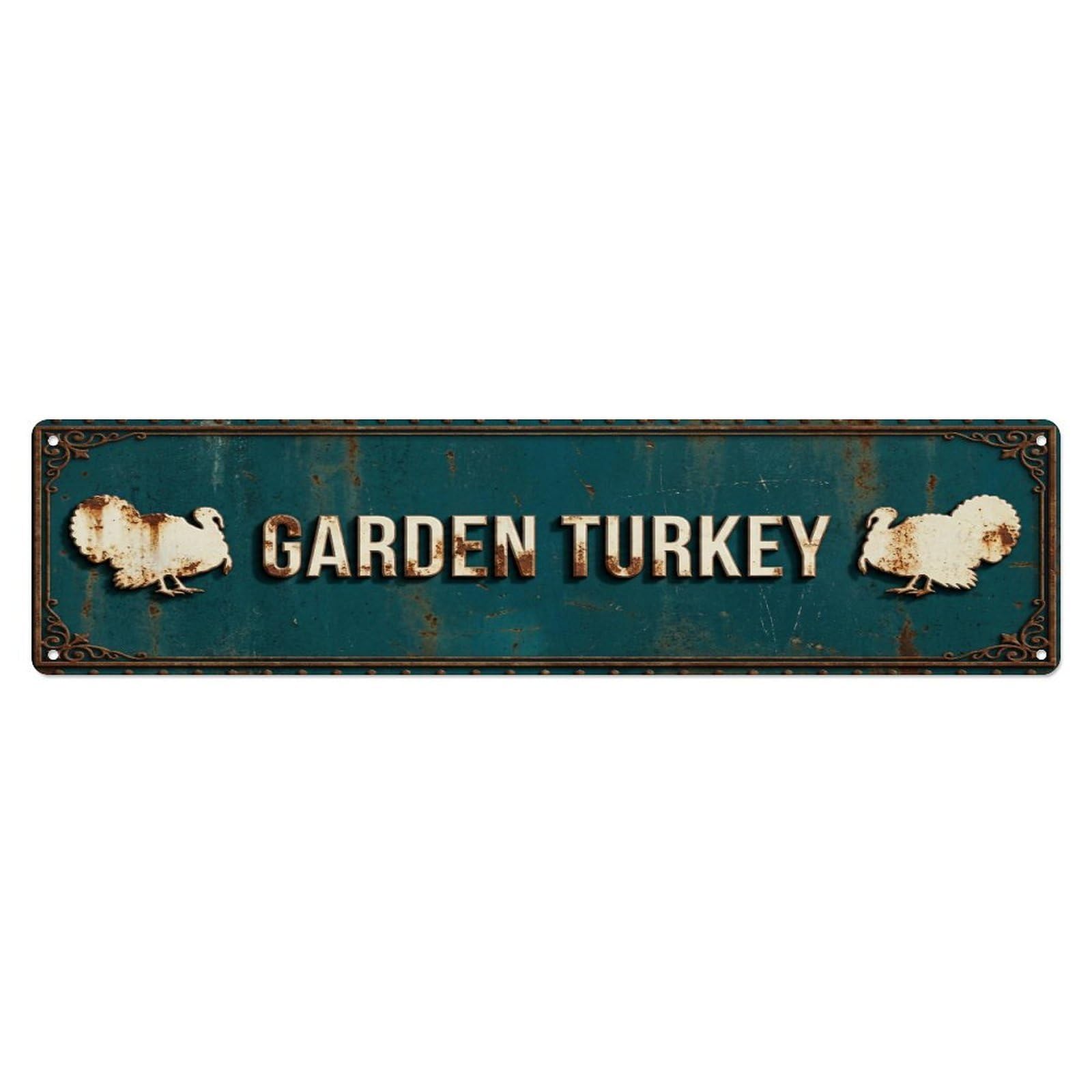 Metal Tin Sign GARDEN TURKEY Vintage Poultry Rustic Farmhouse