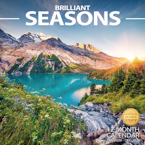 Wall Calendar 2026 Planner Calendar - Brilliant Seasons Hangable Monthly Wall Calendar with Large Blocks for Organizing & Planning, Academic Schedule, Home, Office & family, Thick & Sturdy Paper (12"x24" Open)