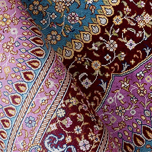 RUG Briljant Royal Red Rug Oriental Silk Area Perzisch tapijt voor de woonkamer Ouzyu (Size : 122x183cm) - Afbeelding 4