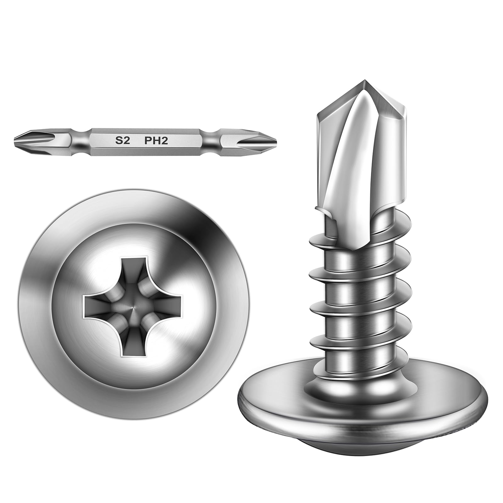 Self Tapping Screws for Metal - 200 Pack -27 Self Tapping Screws for Metal - 200 Pack -27