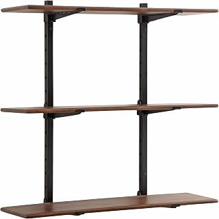 Kate and Laurel Atwood Three-Tiered Adjustable Mango Wood Wall Shelf, 32 x 10 x 30, Walnut Brown and Black, Modular Shelving Unit and Wall Organizer for Entryway Storage or Living Room Display Shelves