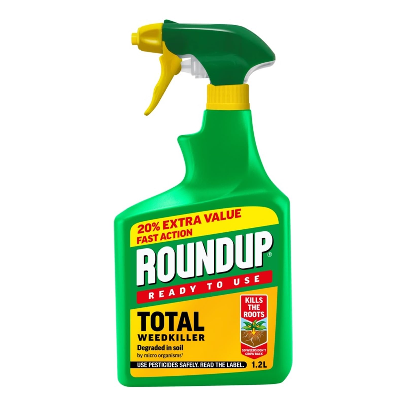 Roundup Total Weed Control, Fast-Acting Formula, Root-Level Action, Long-Lasting, Precise Application, Ideal for Gardens, Lawns, Driveways & Outdoor Spaces, 20% Extra Free, 1L (Pack of 1)