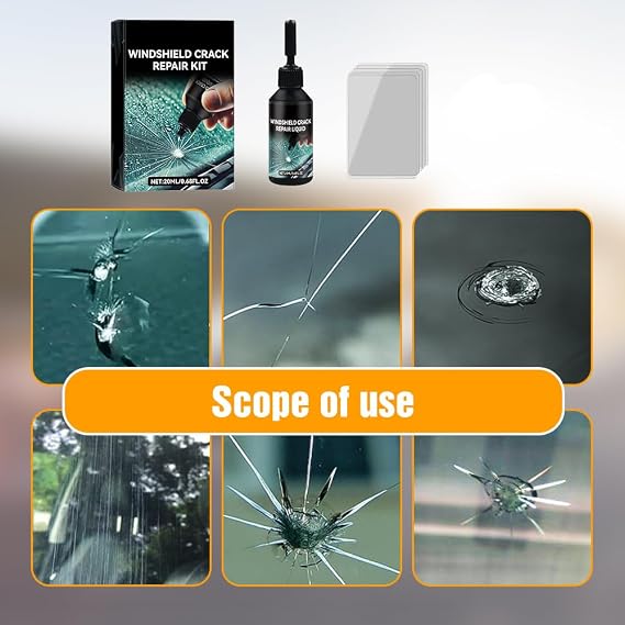 Windshield Crack Repair Kit, 2026 Upgrade Glass Scratch Remover, DIY Glass Cracked Repair Kits for Fix Auto Windscreen Glass Cracks/Scratch/Chips/Nicks/Half-Moon/Star-Shaped/Bulls-Eye (1Pcs)