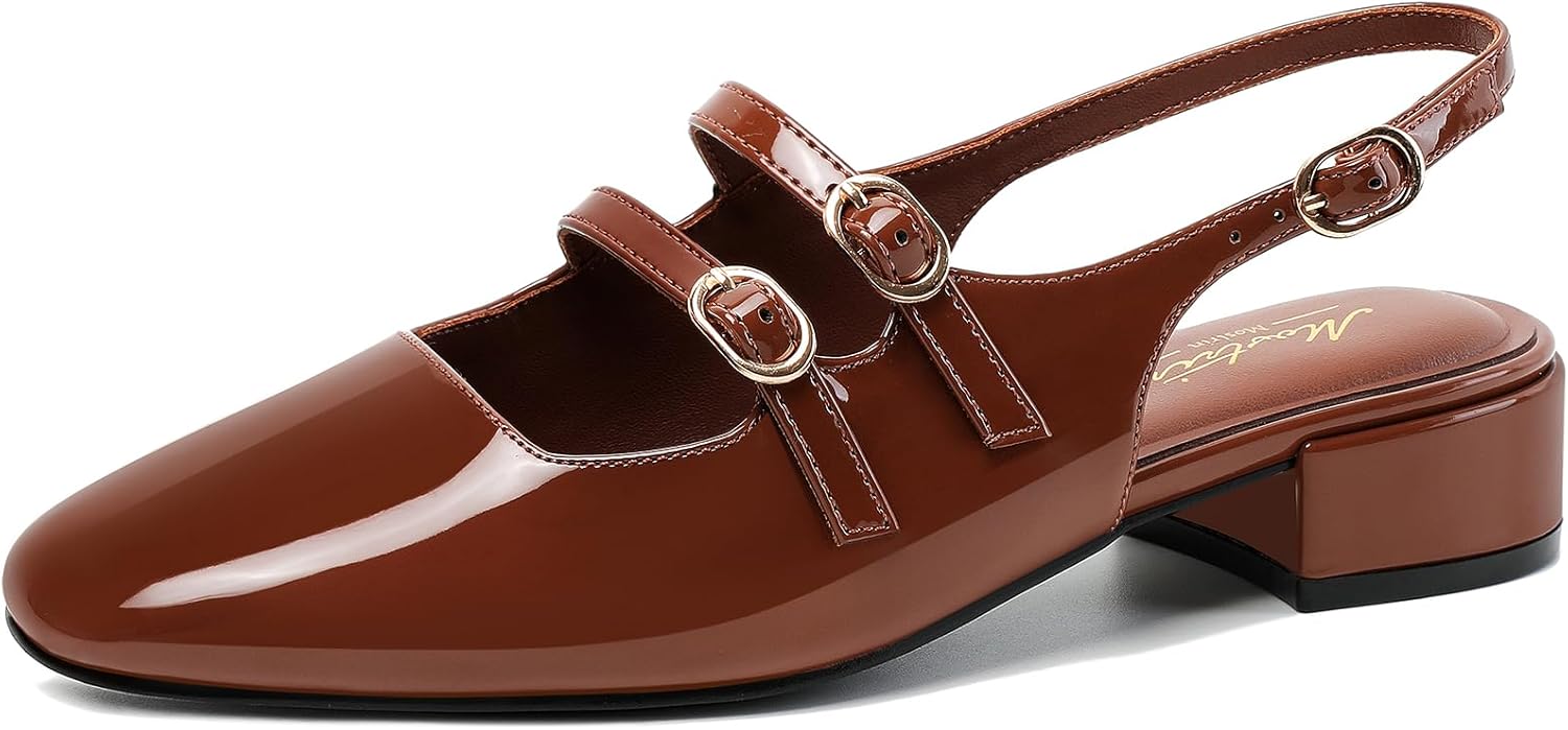 Mostrin Women Slingback Mary Jane - Chunky Low Heels