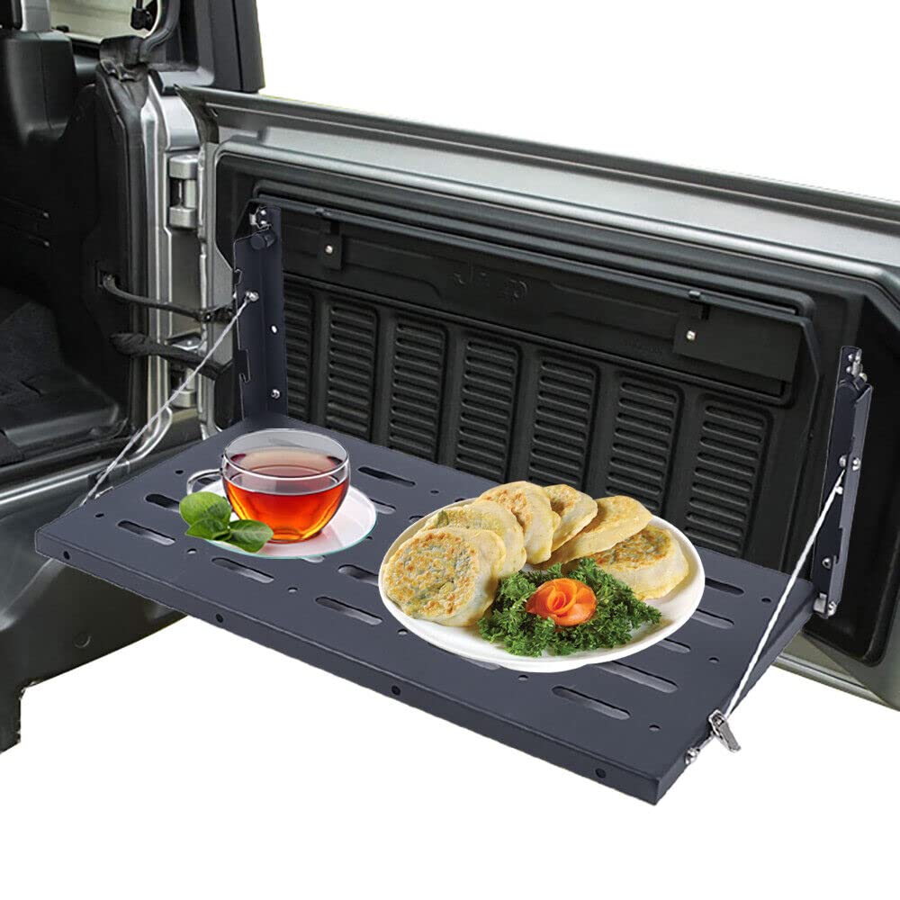 Tailgate składany stolik z klapą, uchwyt do przestrzeni ładunkowej, składany stół obiadowy 60 x 31 cm do Jeep Wrangler