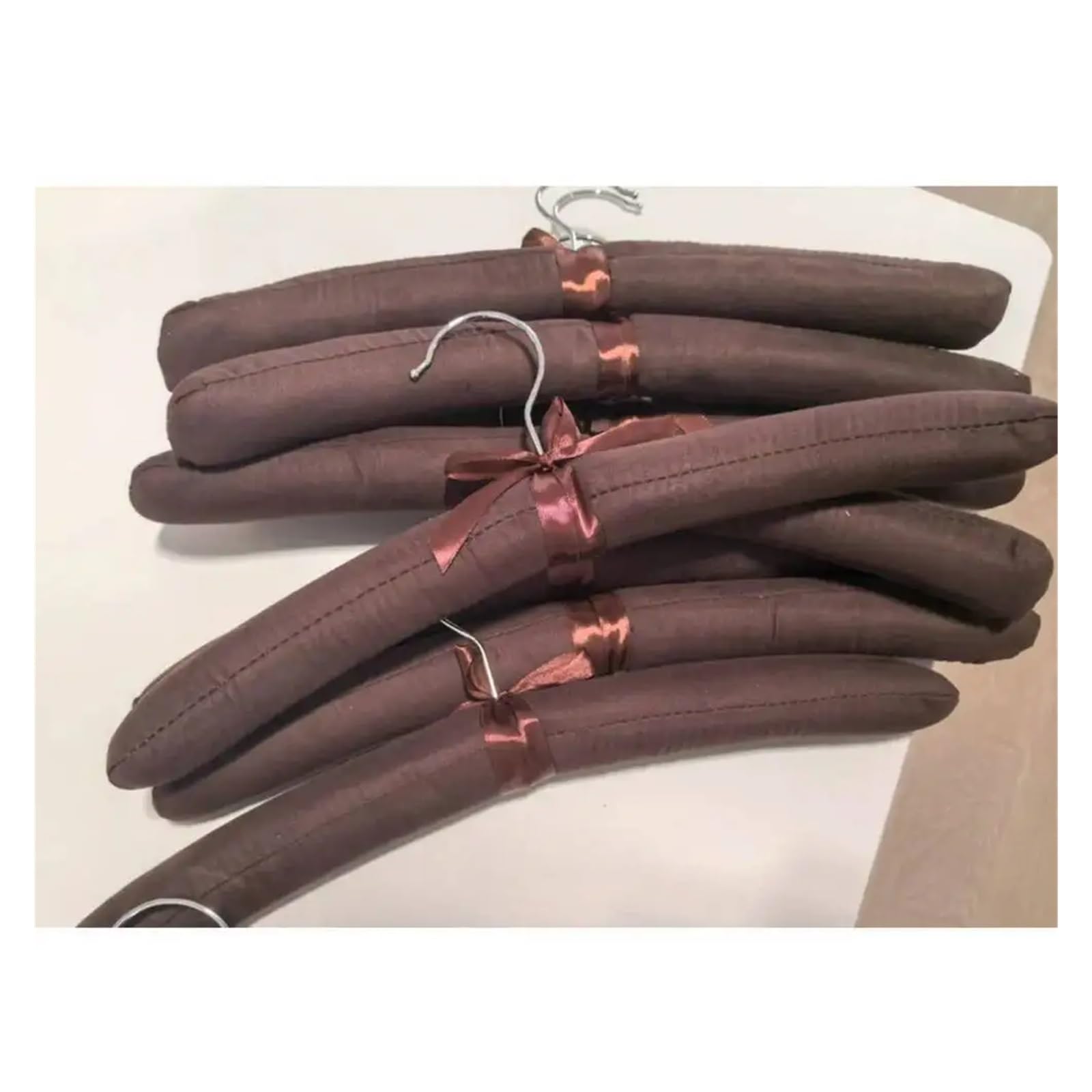 Cintres en Velours Cintres en Mousse recouverts de Velours, 10 pièces, antidérapants for Placard, Utilisation hôtel, idéaux for Les vêtements Soie(Brown 10pcs)