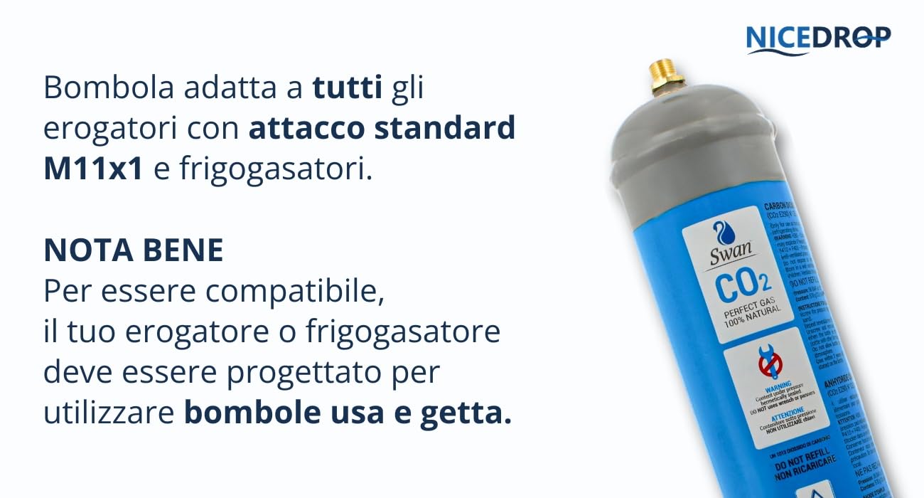 Bombona CO2 para gasificador, 600 g, desechable, casquillo M11 x 1 para dispensadores – Gasificadores de agua con gas, recipiente de acero 8 bombonas
