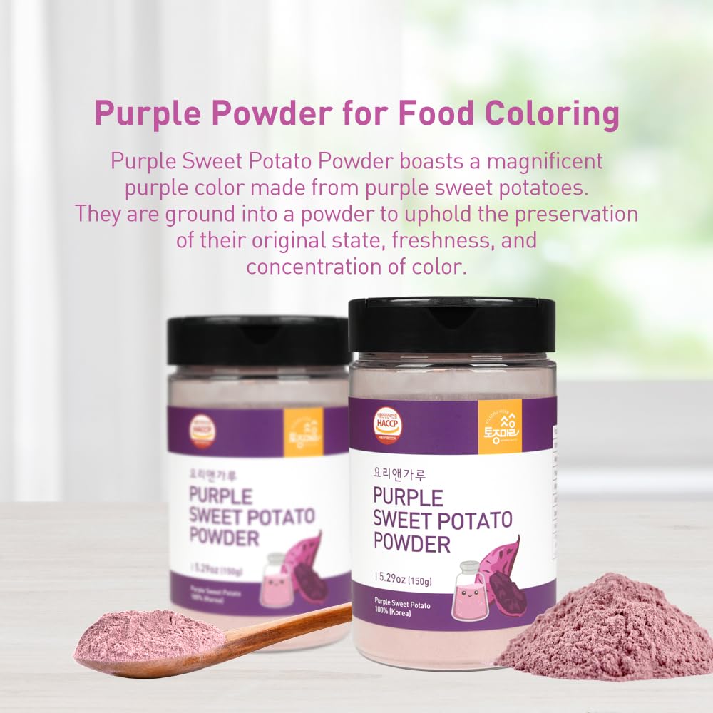 TOJONGHERB Purple Sweet Potato Powder/ 5.29oz/Pure Natural Premium Purple Powder for Food Coloring/Baking, drinks, yogurt balls