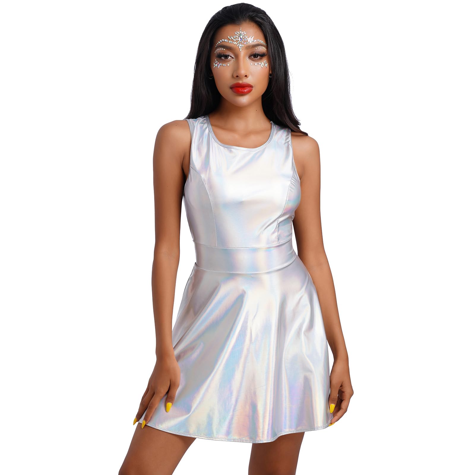 Imekiswomen Girls Anime Halloween Costume Rave Outfit Metallic