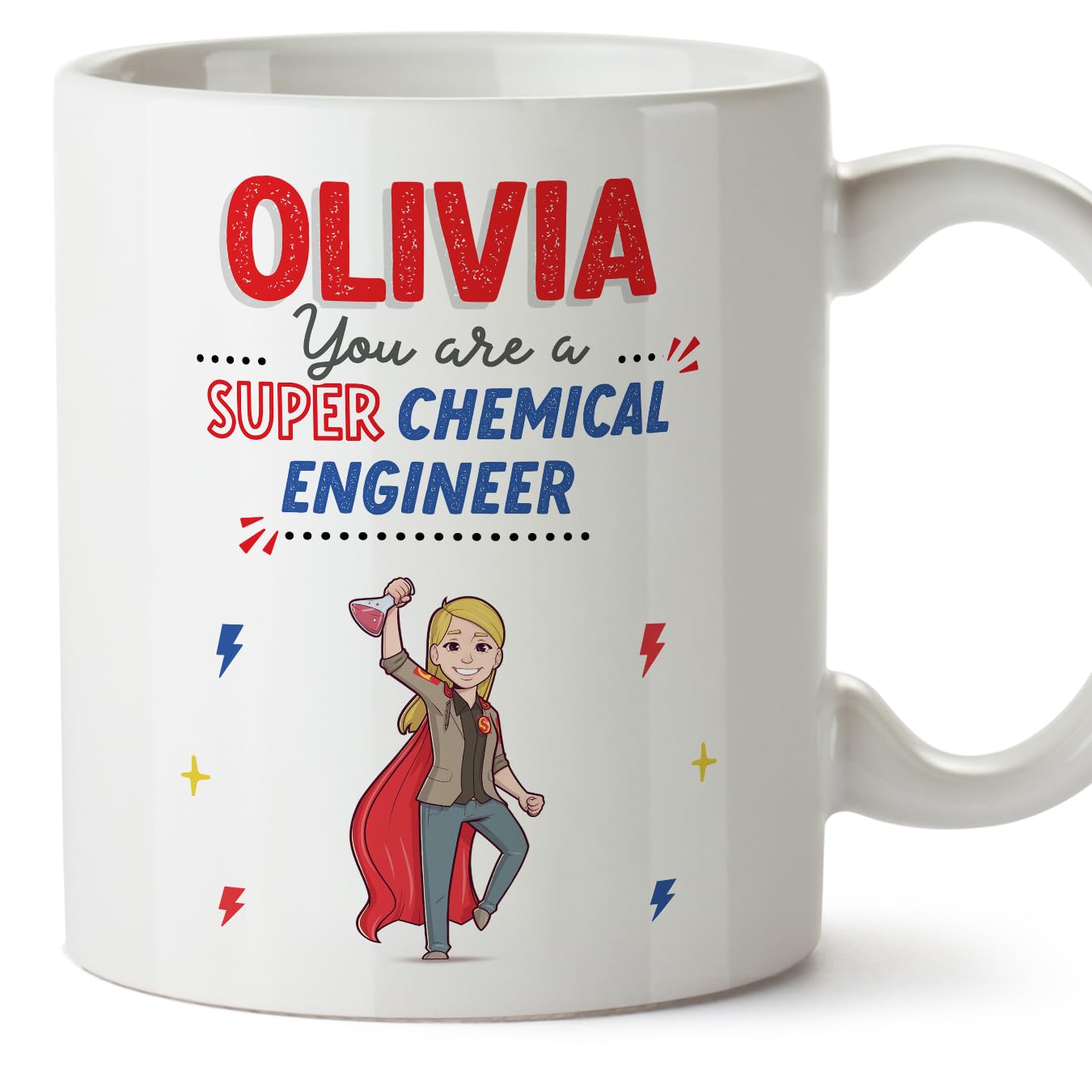 MUGFFINS Personalised Mug for Chemical Engineer Woman - in English - You are Super! - Funny Custom Gift for Colleagues - Ceramic 11oz Mug