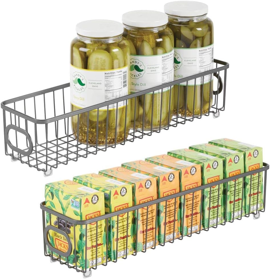 mDesign Metal Kitchen Pantry Food Storage Organizer Bin