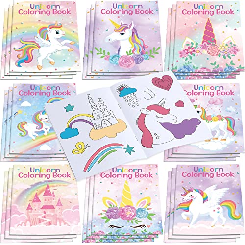 24 Mini Libros de Colorear de Unicornio para Niños Cuadernos de Colorear Páginas para Colorear Divertidas para Actividades Aula Cumpleaños Infantiles DIY Arte Regalos (Unicornio)