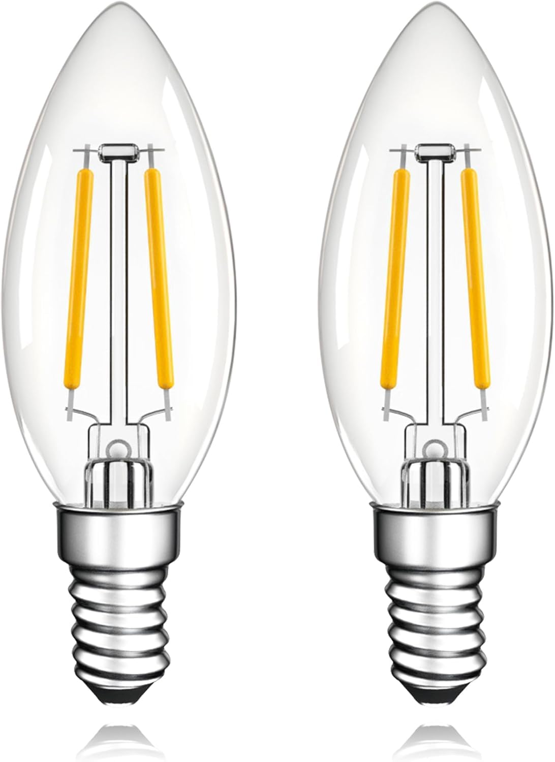 Century Light E14 LED Bulbs, 25Watt Candelabra Light Bulbs Warm White 2700K, 2W Vintage Chandelier Filament Light Bulbs, Candle Lamp for Home or Commercial Decor Ceiling Fan,No Flicker,220V,200LM,2pcs