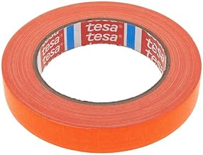 Tesa 4671 Gaffer Canvas Tape - Coloured PE Coated Fabric, Thick, Indoor and Outdoor, Highly Adhesive for Arts and Performance, Signage, 19 mm x 25 m (Fluorescent Orange)