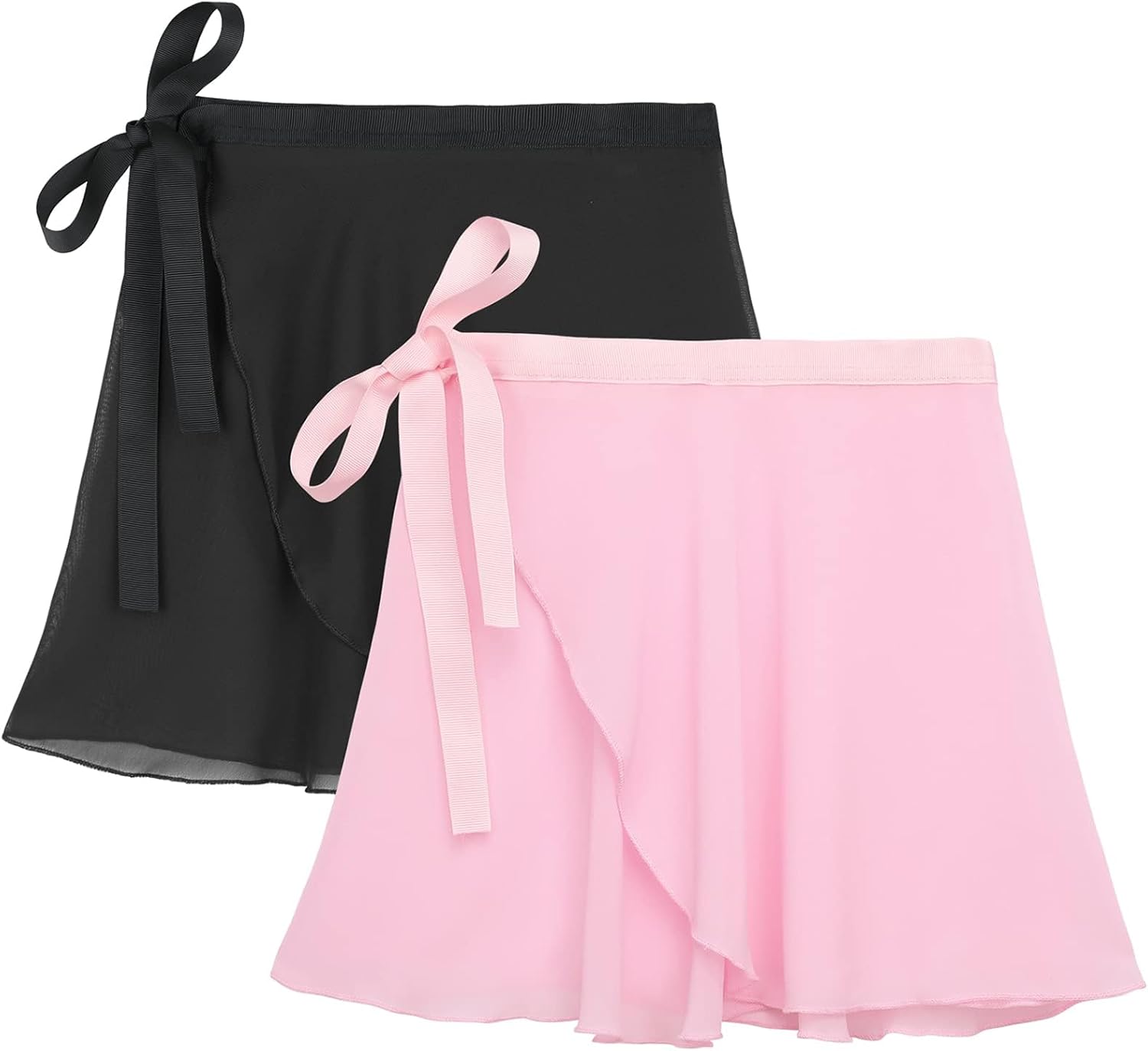 Zando Toddler Ballet Skirts for Girls Dance Adult Ballet Skirt Women Chiffon Wrap Tie with Adjustable Waistband Z Black & Pink 10-12 Years