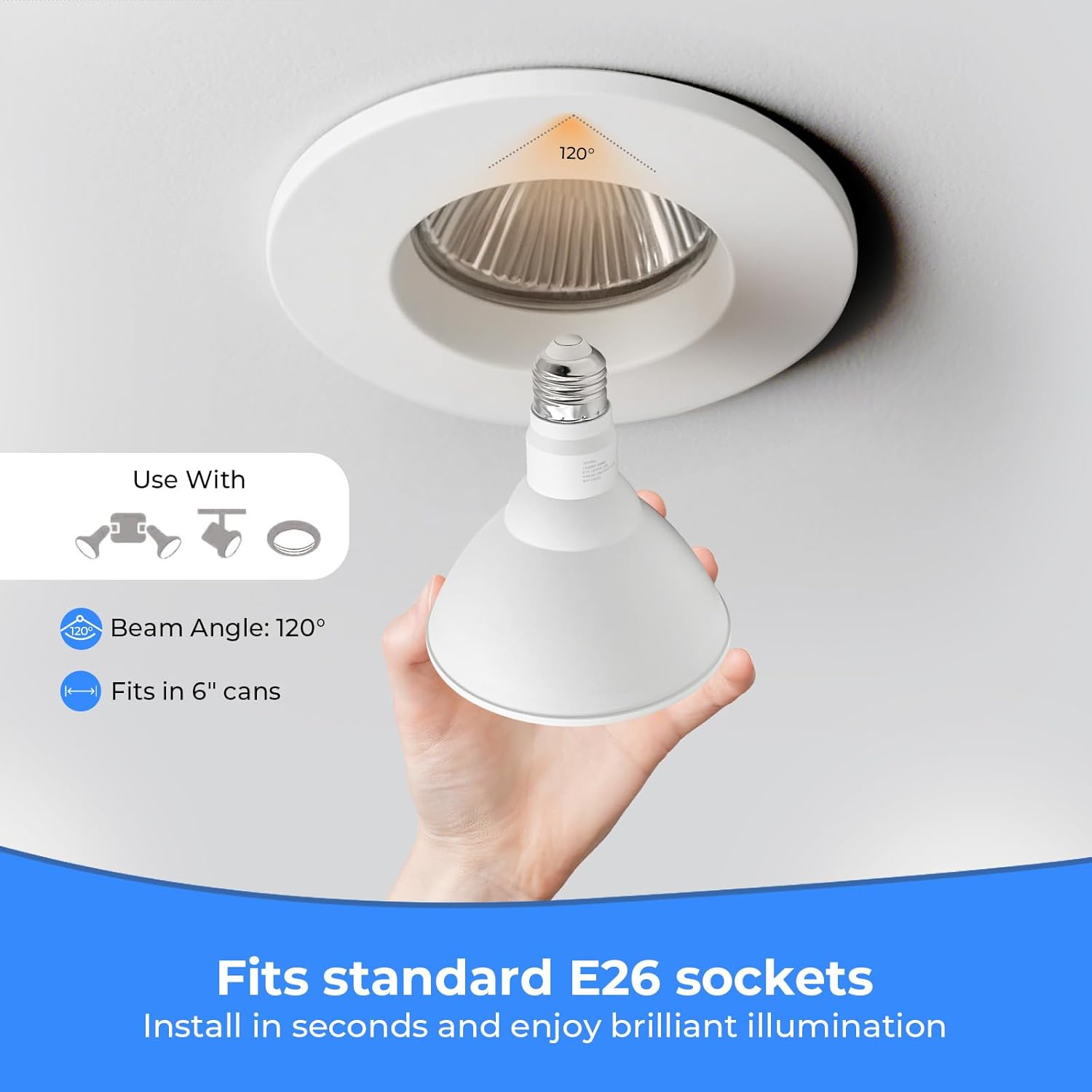 LED Flood Light Bulbs, PAR38 Outdoor Flood Light Bulb 5000K,13W 100W Equivalent, Daylight White LED Floodlight Dimmable, Waterproof for Porch Yard Garage, E26 Base, 15,000 Hrs, 2 Pack