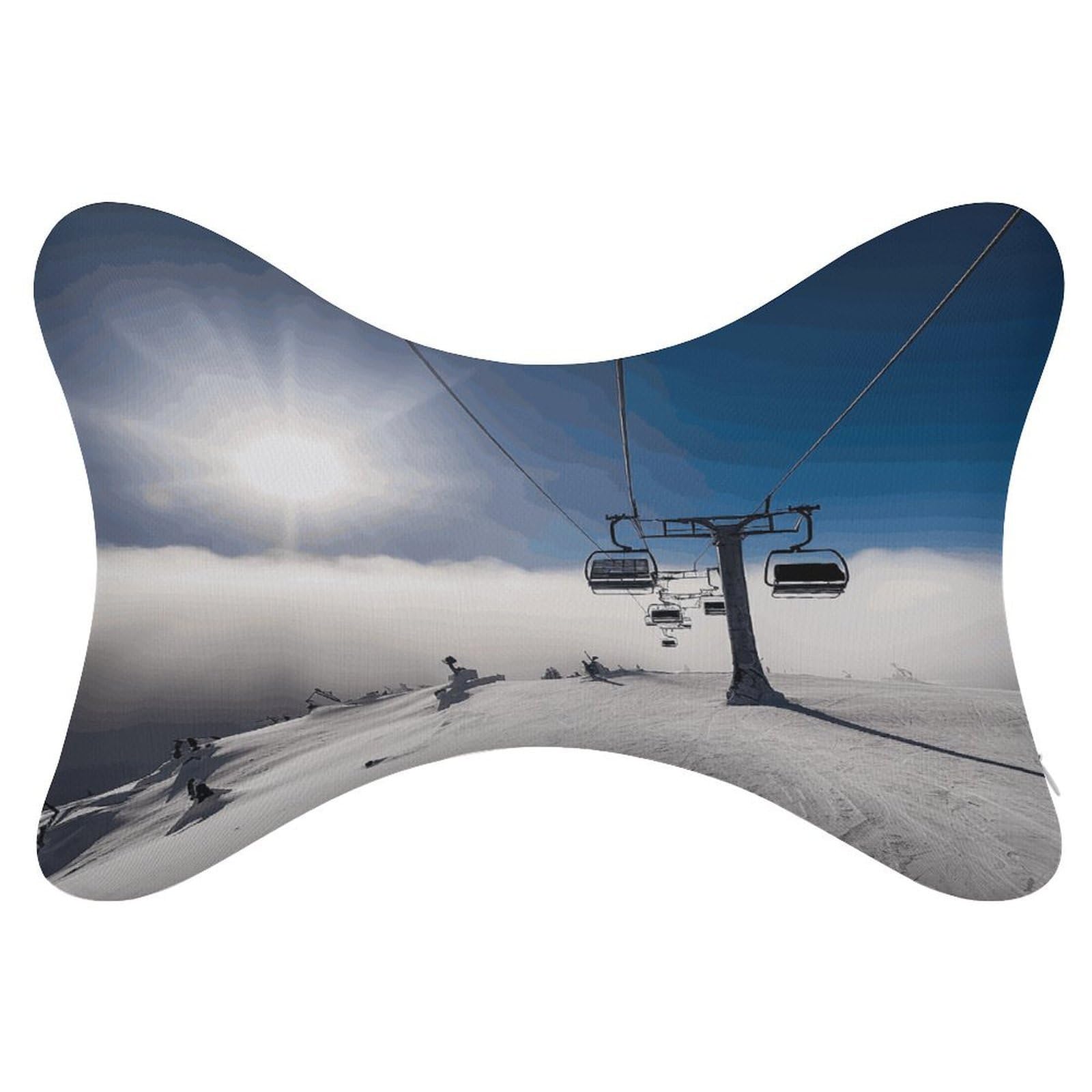 FekiLoot Ski Lift at Sunshine Car Headrest Set of 2,Softness Memory Foam Car Neck Pillow with Breathable Removable Cover Car Neck Support Pillow Ergonomic for Driving, Office