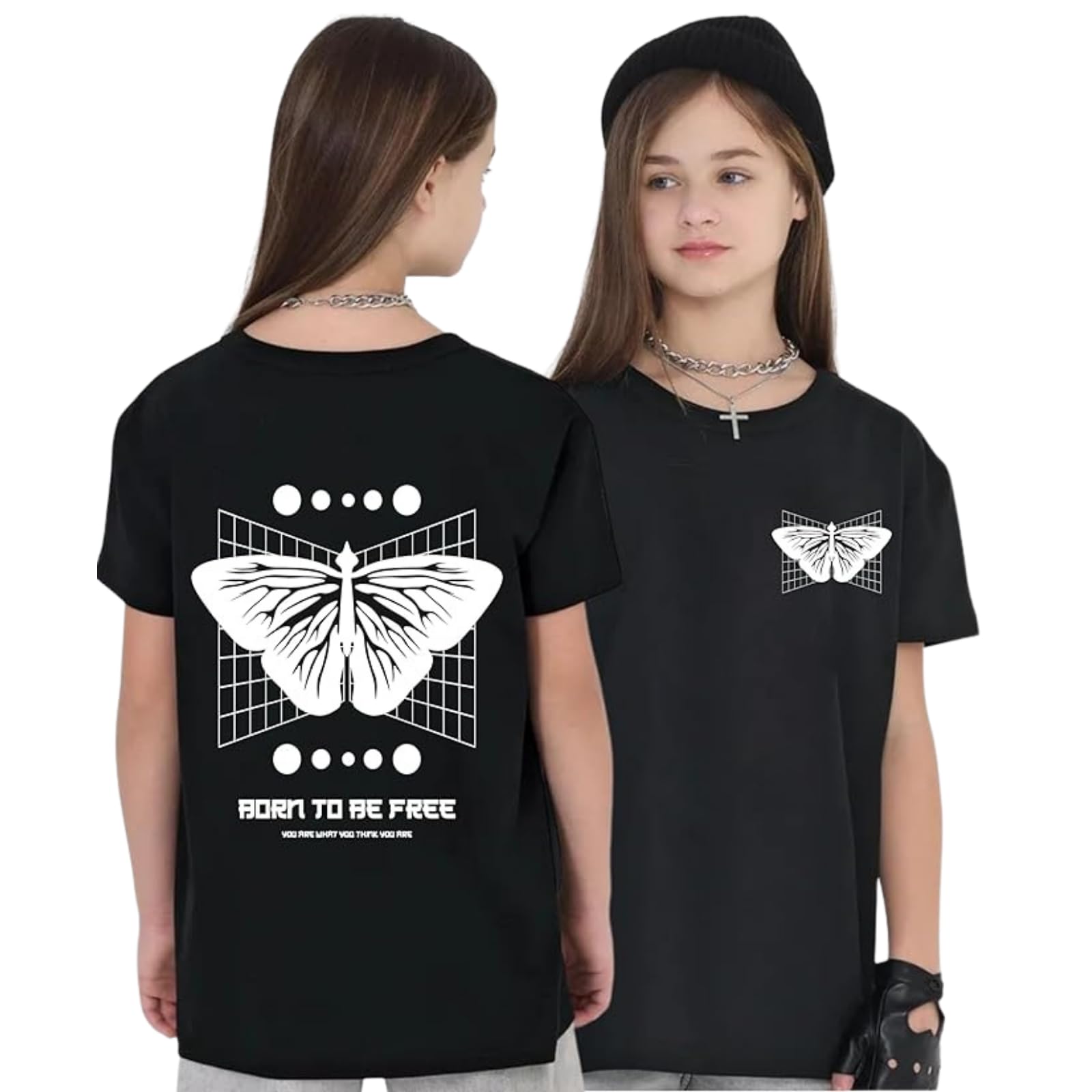 Uniplanet Store Camiseta negra de mezcla de algodón, media manga, ajuste regular, estampado «Back Be Free»
