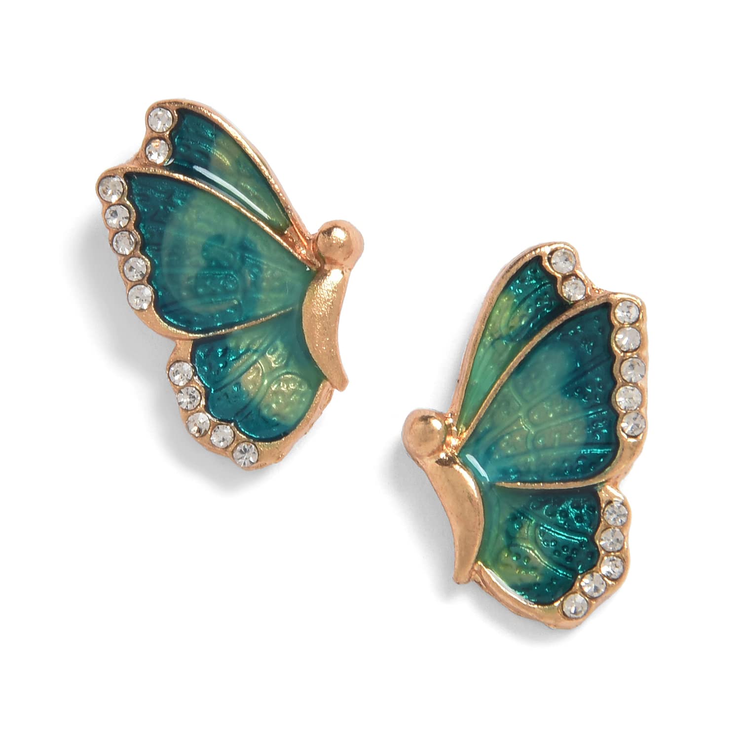 SOHI Enamel Butterfly Shaped Studs Earrings For Women Cobalt Blue And Emerald Green With Crystal Stones,Gold Plated,Cute Earrings For Girls,Fancy Earrings For Women Stylish,Fashion Jewellery (B09P4V6LW2) Amazon Price History, Amazon Price Tracker