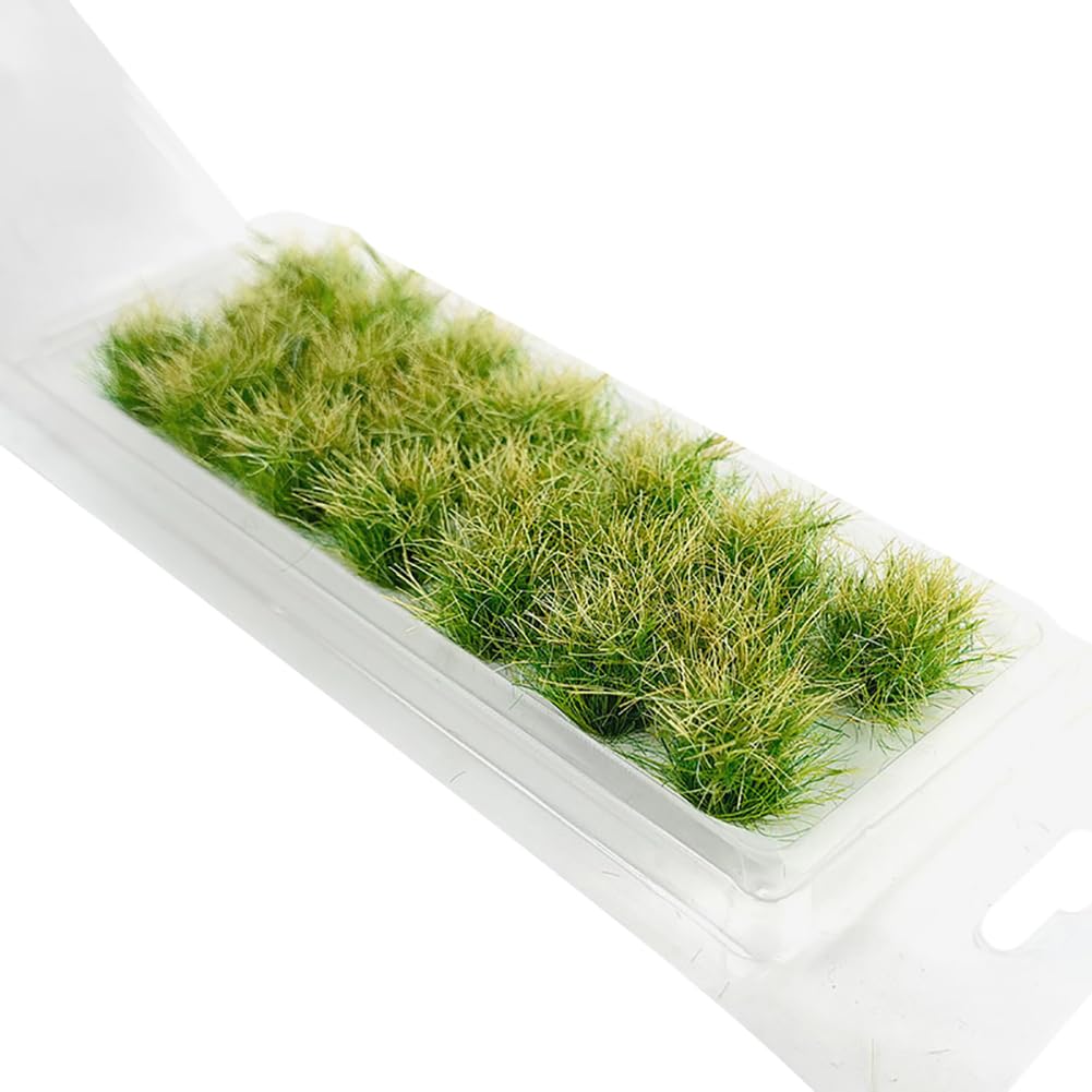 20 Pcs Static Grass Bushy Tufts Mini Resin Grass Small Artificial Shrubs Static Grass Woodland Scenic Miniature Lowland Shrubs Model Train Scenery Supplies Green