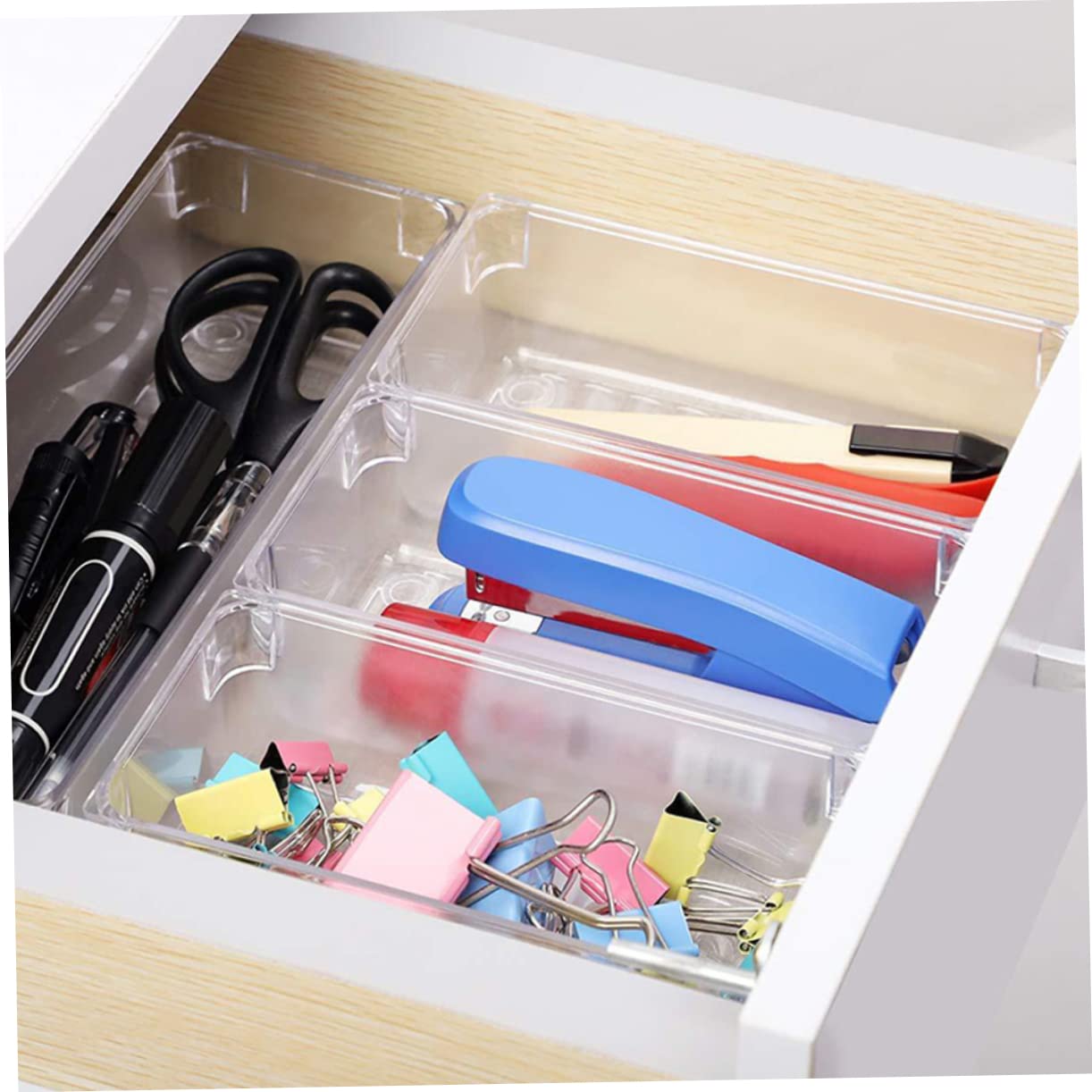 DOITOOL Vassoio Portaoggetti in Plastica per Organizer per Bagno Scatola per Scrivania Contenitore di Stoccaggio Semplice e Resistente