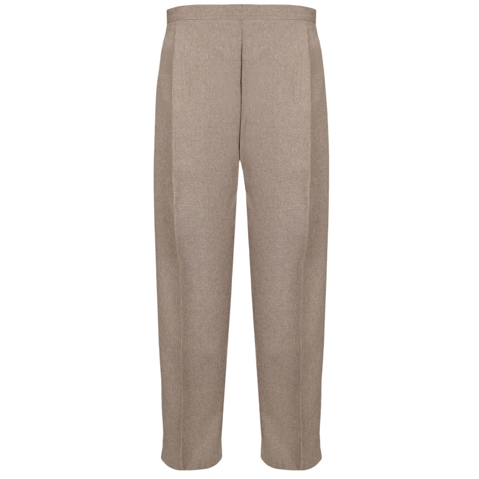 Myshoestore Women's Taupe Half Elasticated Trouser Stretch Waist Casual Office Work Formal Trousers Pants With Pockets Plus Big Size (, 12/27)