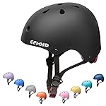 CELOID Kids Bike Helmet,Toddler Skateboard Helmets for Ages 8-14 Years Boys GirlsAdjustable Multi-Sport Bicycle Skateboarding Football Roller Skating Scooter Rollerblade Balance Bike Helmet,Black