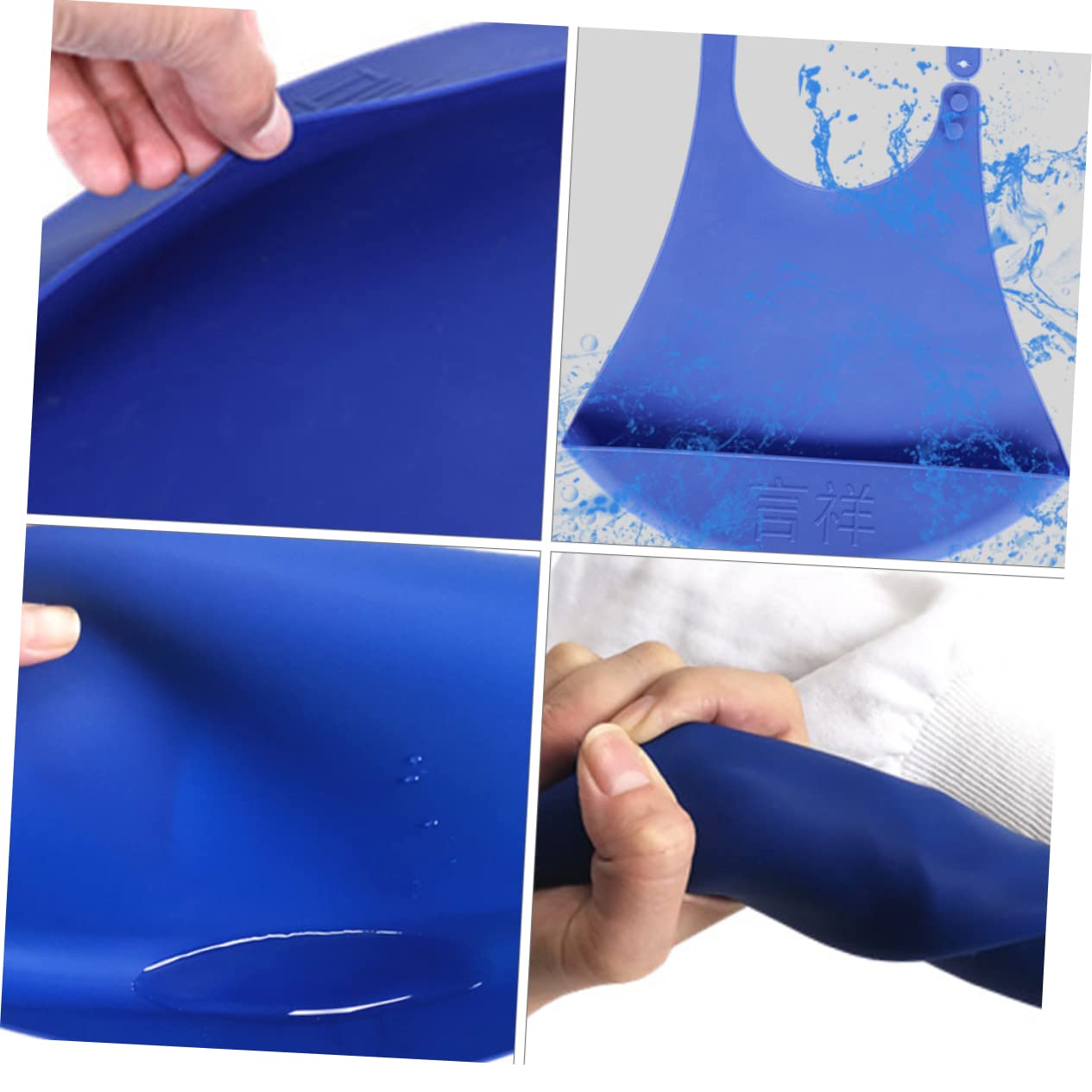 BESTYASH 2 Pièces Bavoir Adulte Imperméable pour Seniors Protecteur de Vêtements Réutilisable avec Système de Fermeture Ajustable pour Repas et Aide Aux Personnes Âgées Couleur Bleue