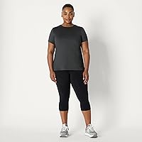 Vista 74 de Yaxa Essentials Camiseta de manga corta con cuello redondo para mujer, de secado rápido, para entrenamiento, gimnasio, paquete múltiple Tinte