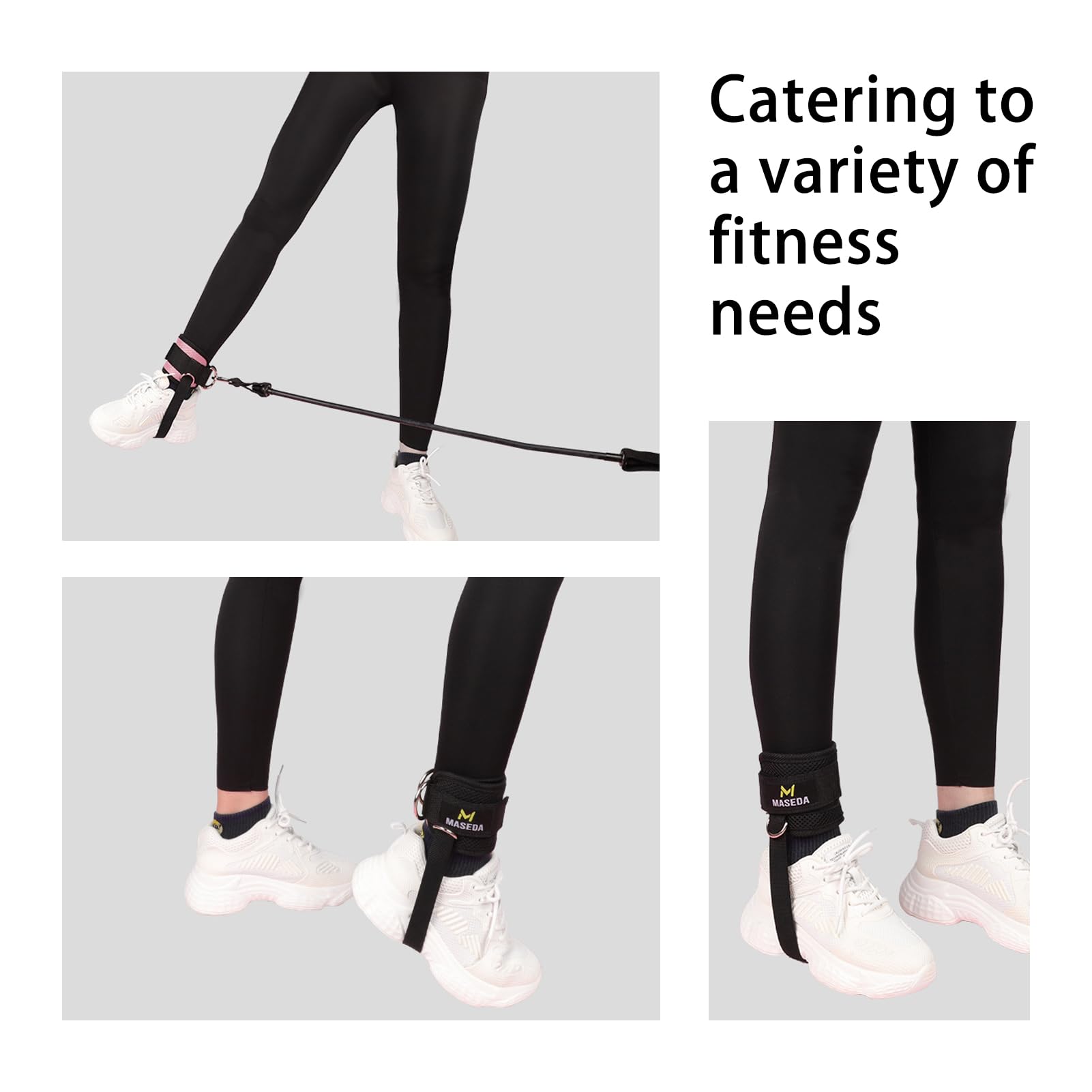 Veki 2 Piezas Tobilleras Poleas Gym con Acolchado, Ajustable Correas Tobillos de Velcro para Cable Maquinas, Correa de Tobillo Gimnasio para Entrenar Piernas y Glúteos para Hombres y Mujeres (Rosa)