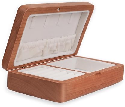 Jewelry Box Ladies Retro Travel Portable Mini Simple Solid Wood Wooden Small Jewelry Organize Storage Display Box Cherry Wood