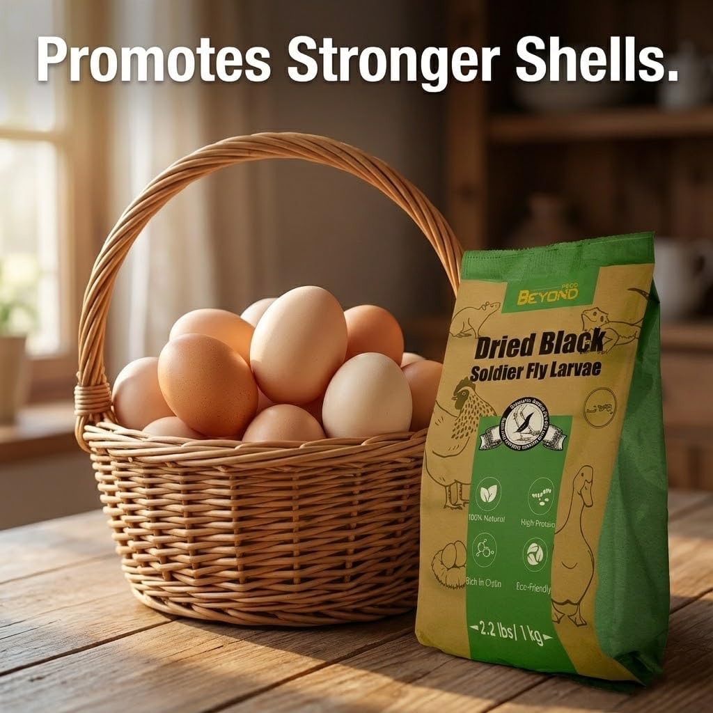 BeyondFeed™ Dried Black Soldier Fly Larvae - Nutrient-Rich, Sustainable Feed for Chickens, Ducks, Birds, Reptiles, Fish, Hamster, Turtles and More (11lbs/ 5kg Package)