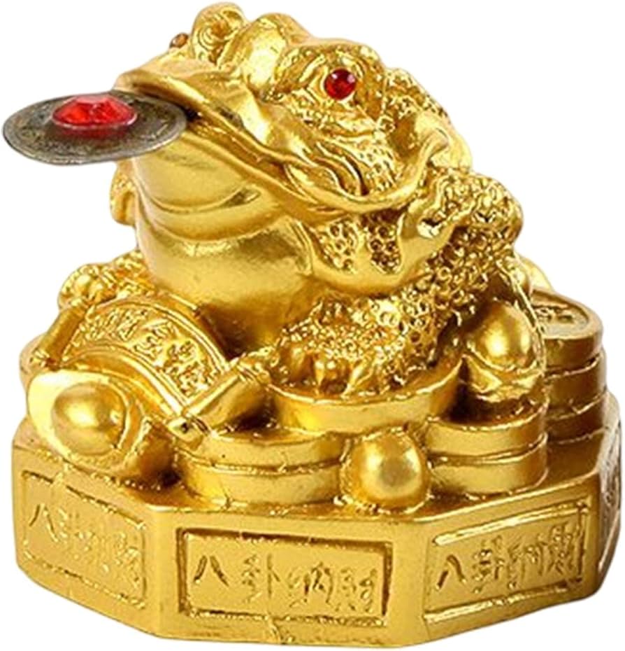 Amazon.co.jp: GENERIC 中国風水金蛙の置物、樹脂製の三本足の