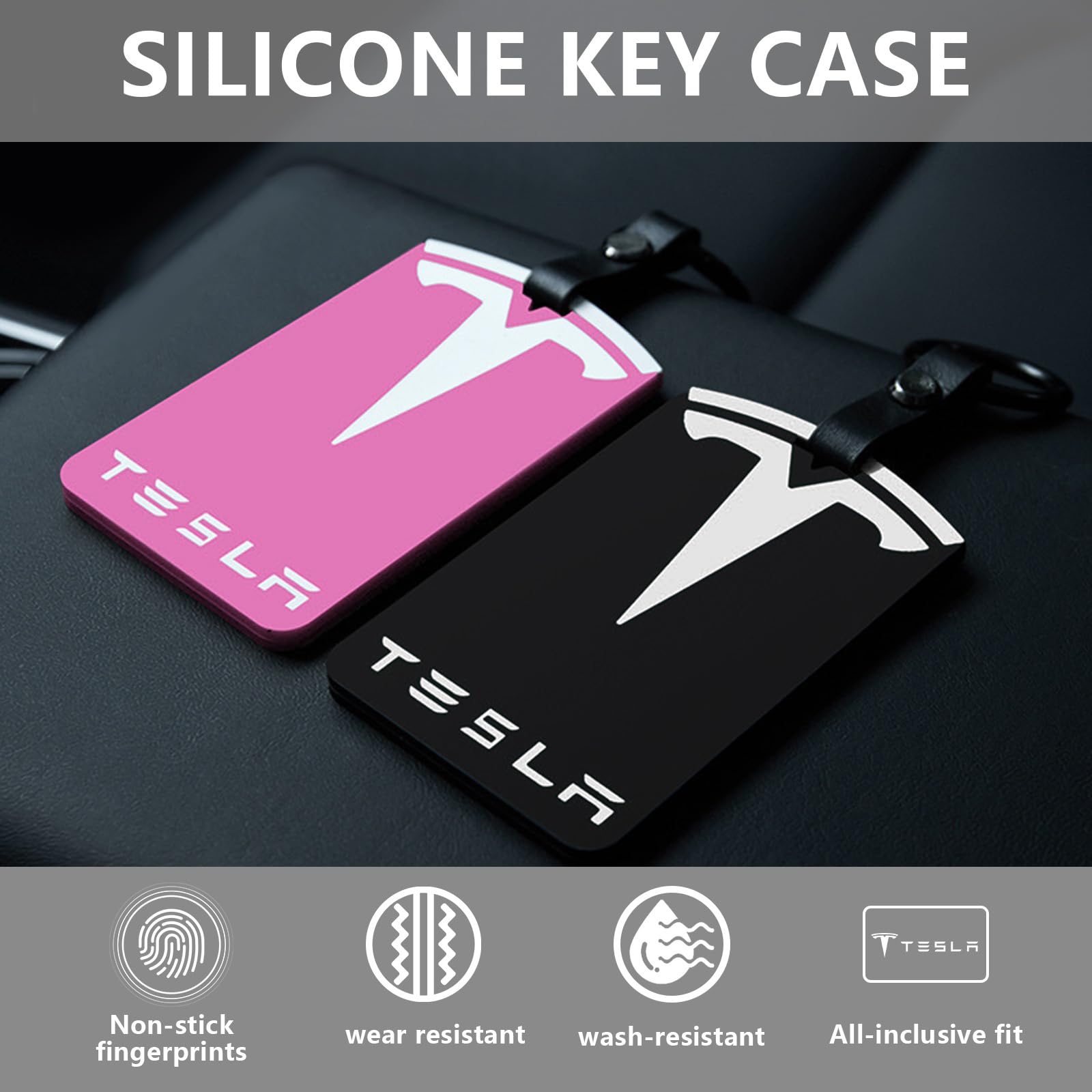 LUXOPALOPI Key Card Holder for Tesla, Silicone Key Protector Compatible with Tesla Model Y/3, Model S/X, Tesla Key Protector Cover Accessories Key Chain — view 6