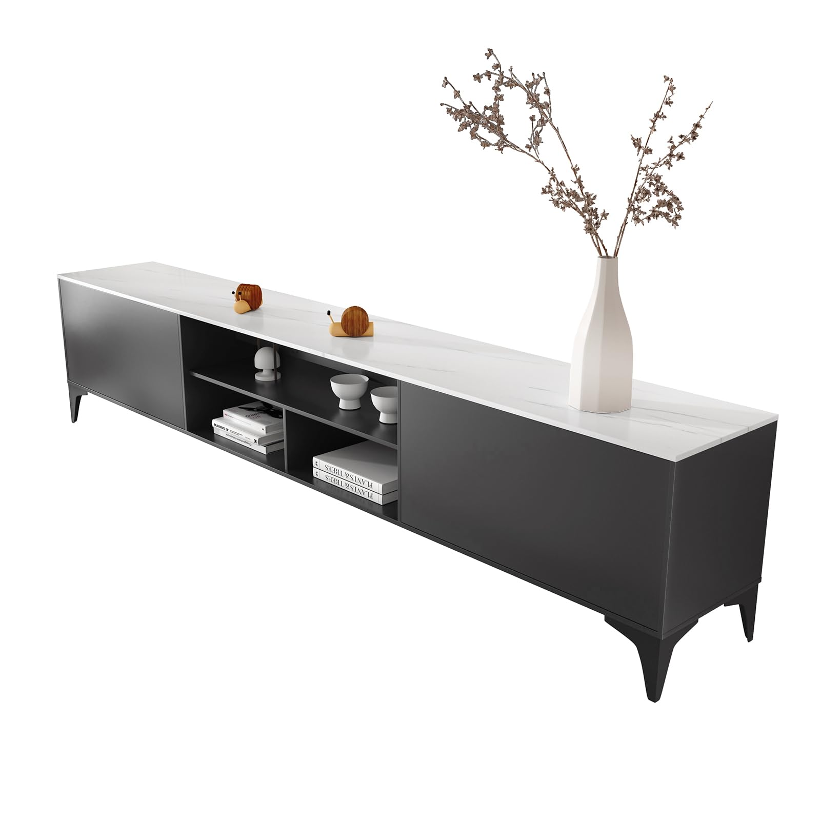 TV-Ständer, moderner TV-Ständer mit Stauraum für 60-75 Zoll Fernseher, Entertainment Center mit 2 Schubladen und offenen Regalen, TV-Konsole für Wohnzimmer, Schlafzimmer, Media-Einheit mit