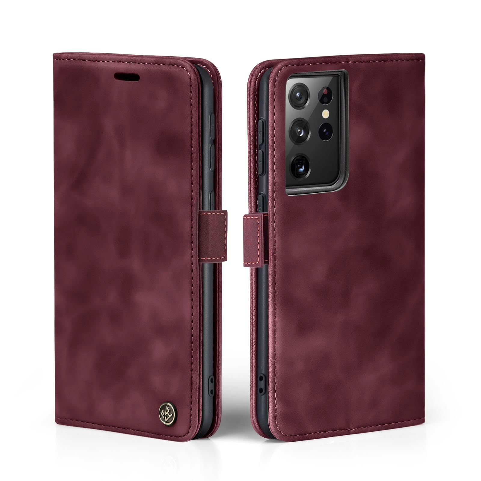 LBH Handyhülle Flip Case Samsung Galaxy S21 Ultra 5G Weinrot