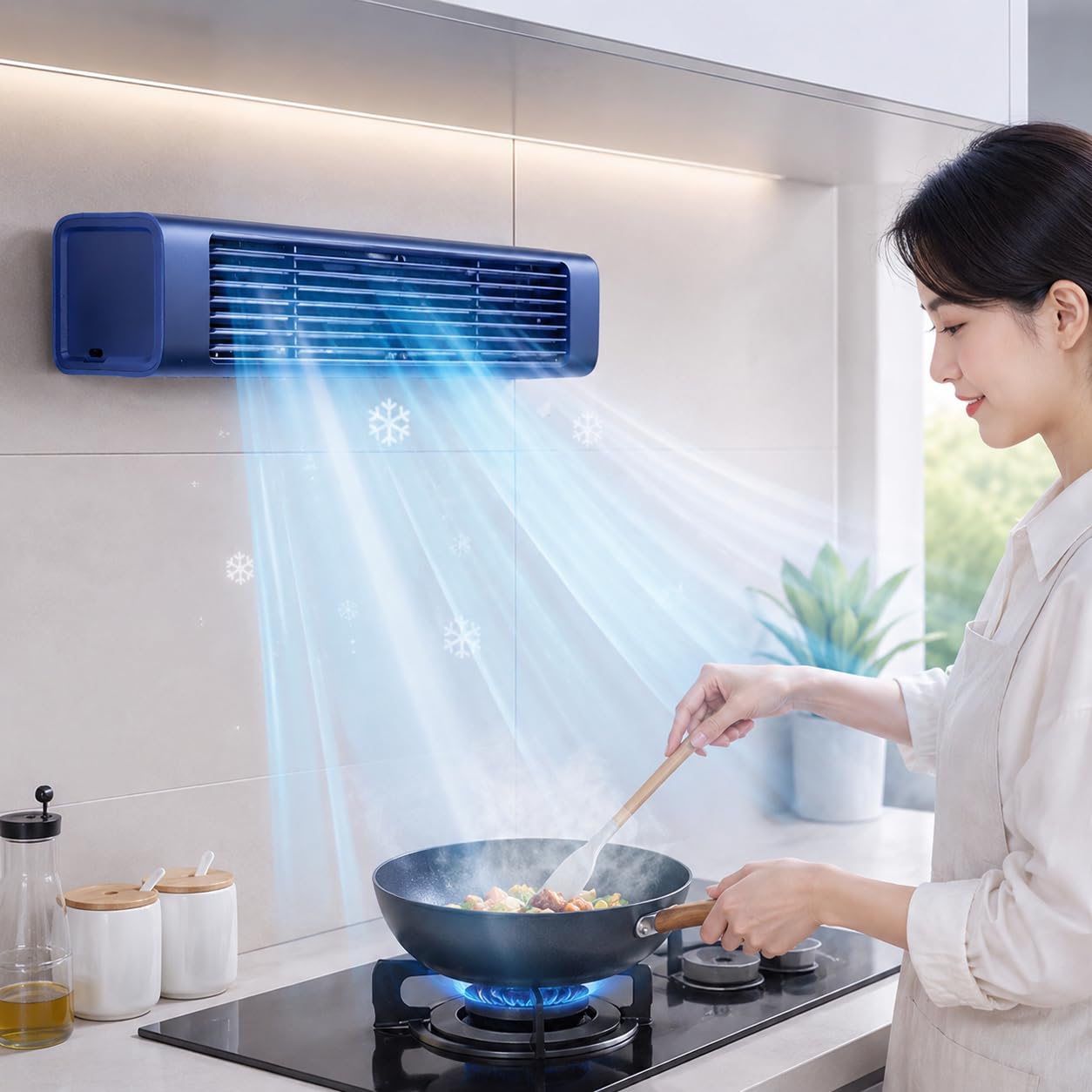 Aire acondicionado portátil con control remoto inalámbrico, 3 velocidades, salida de aire larga para habitación, dormitorio, oficina