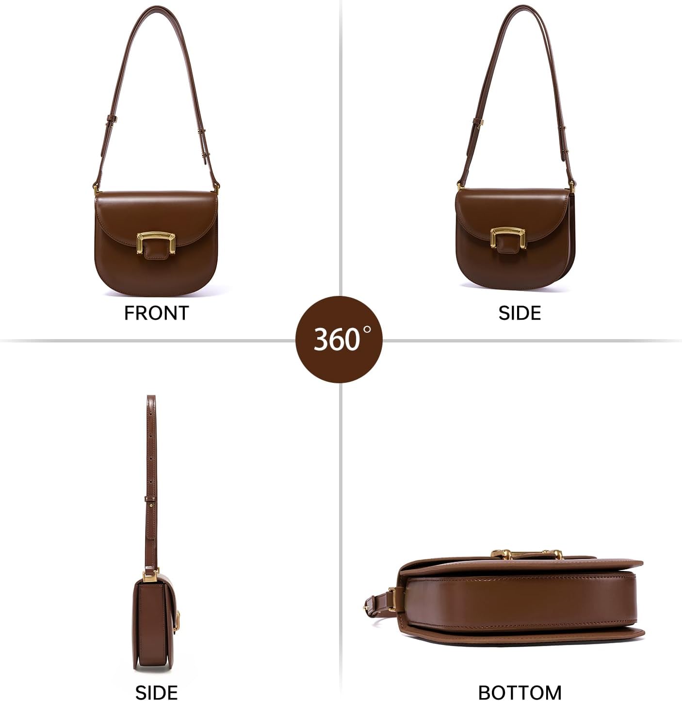 LAFESTIN Small Split Leather Crossbody Purses For Women with Adjustable Strap Shoulder Handbags with Credit Card Slot - Image 4