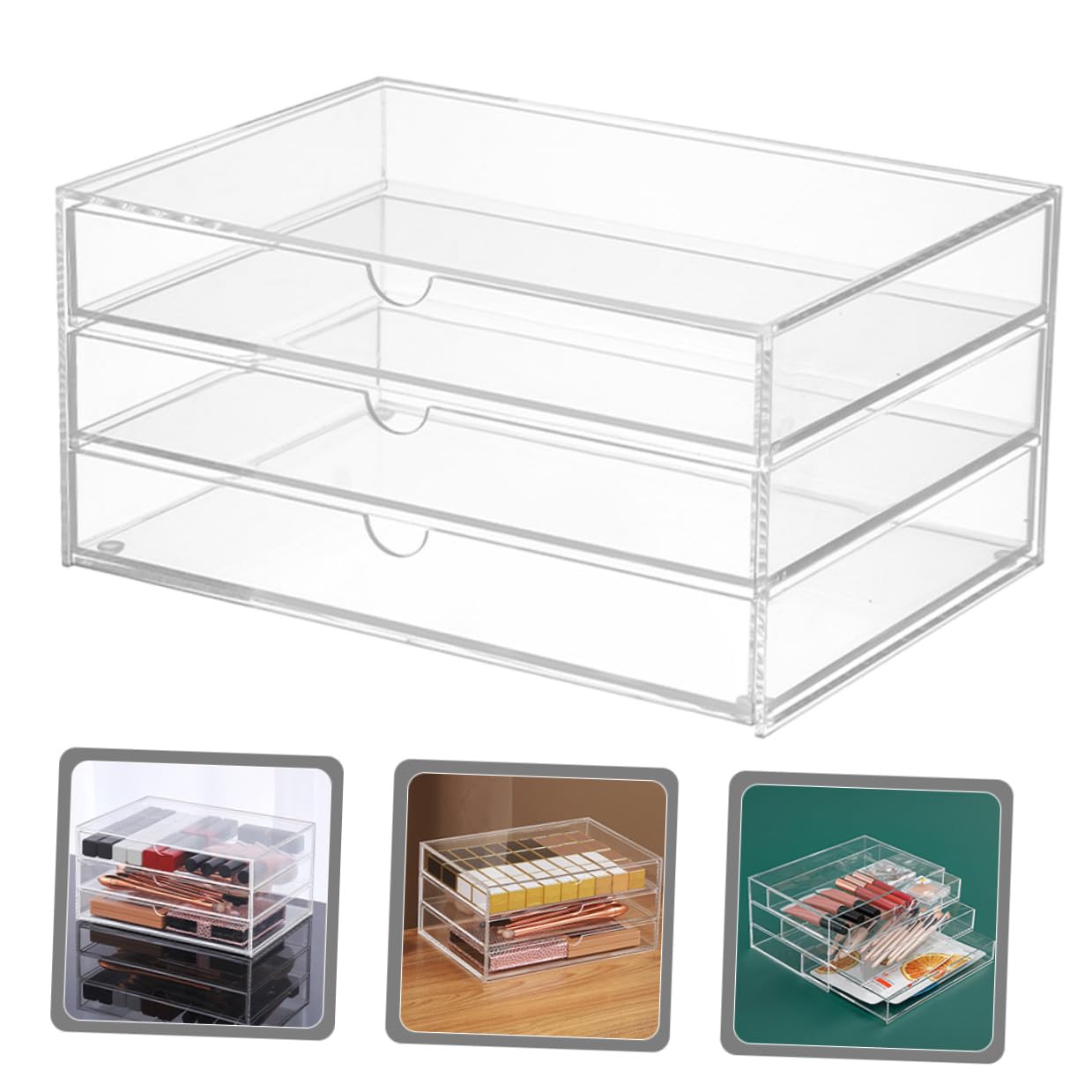 VICASKY Organizer Strati in Acrilico Trasparente Scatola Portaoggetti per Trucchi e Cosmetici Organizzatore da Scrivania per Piccoli Articoli